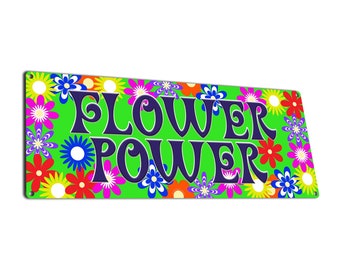 Flower Power | Metal Sign | 60s Era Hippie Quotes Wall Decor | Hippy, Peace, Woodstock, Psychedelic, Love Theme | Retro and Vintage Gifts
