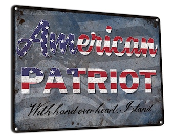 American Patriot With Hand Over Heart I Stand | Metal Sign | Patriotic Wall Decor | Gift for Military, Patriots, Constitutionalists