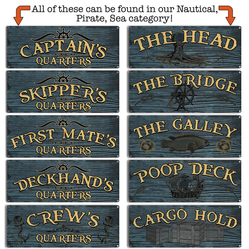 Captain's Quarters Metal Sign Nautical Decor for Home, Beach House, Office Gifts for Boaters, Sailors, Fishermen, Crabbers, Captains image 4