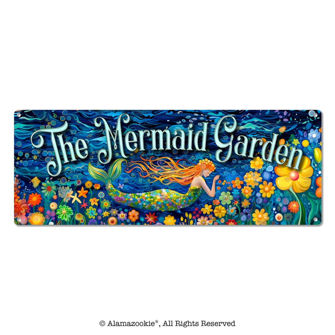 The Mermaid Garden | Whimsical Metal Sign Decor for Greenhouse, Nursery ...