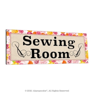 Sewing Room | Metal Sign | Sewing Wall Decor | Gifts for Quilter, Seamstress, Tailor, Dressmaker, Embroiderer, Teachers and Crafters