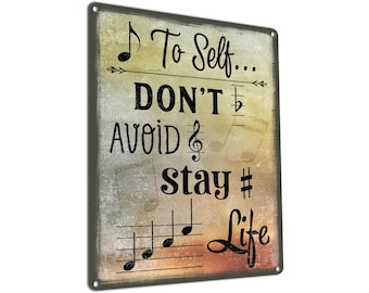 Note to Self | Metal Sign | Music Themed Wall Decor for Music Room, Studio | Gifts for Musicians, Producers, Songwriters, Teachers & Singers