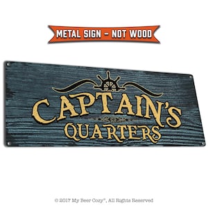 Captain&#39;s Quarters | Metal Sign | Nautical Decor for Home, Beach House, Office | Gifts for Boaters, Sailors, Fishermen, Crabbers, Captains