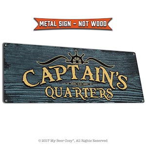 Captain's Quarters Metal Sign Nautical Decor for Home, Beach House, Office Gifts for Boaters, Sailors, Fishermen, Crabbers, Captains image 1