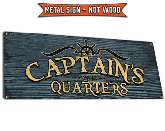 Captain's Quarters | Metal Sign | Nautical Decor for Home, Beach House, Office | Gifts for Boaters, Sailors, Fishermen, Crabbers, Captains