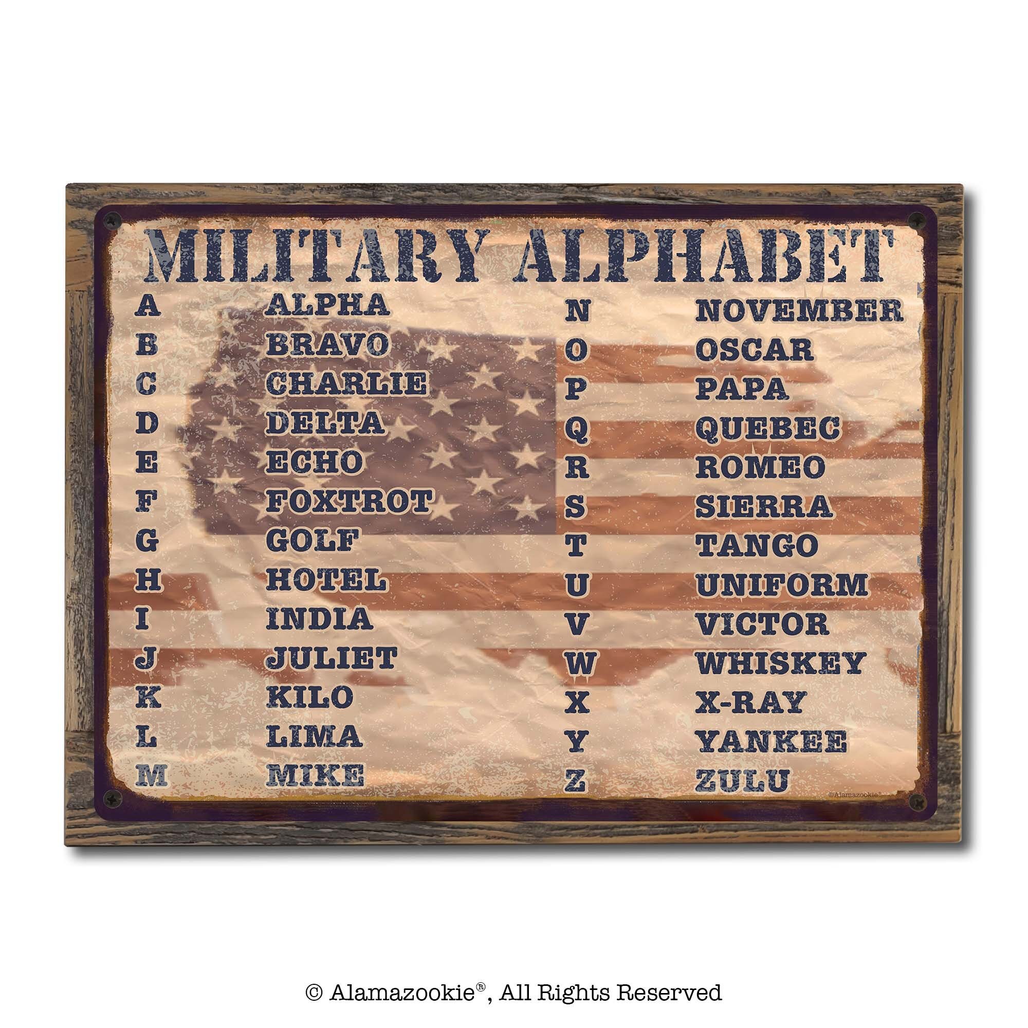 Military Alphabet | Metal Sign | Patriotic Wall Decor With American ...