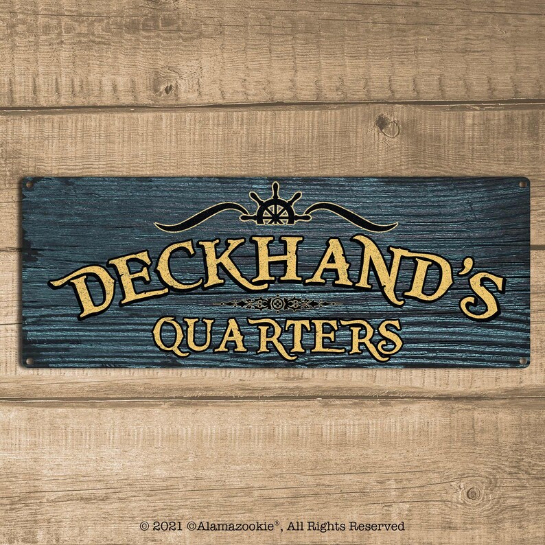Quarter Sign Lettering Deckhand's Quarters | Metal Sign | Nautical Decor for Home, Beach House ...