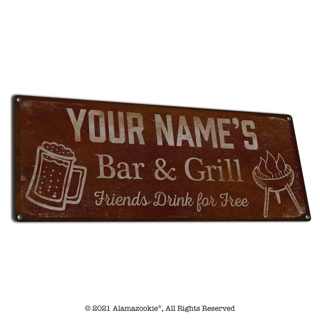Personalized Bar & Grill Friends Drink for Free Metal Sign Etsy