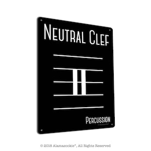 Neutral Clef | Metal Sign | Music Themed Wall Decor for Music Room, Studio | Gifts for Musicians, Producers, Songwriters, Teachers & Singers