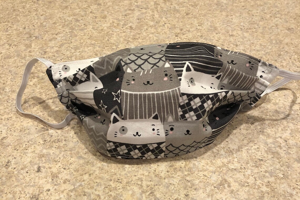 Gray Cats Face Mask Grey Kitties Etsy UK