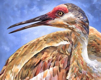 Sandhill Crane watercolor from photograph.