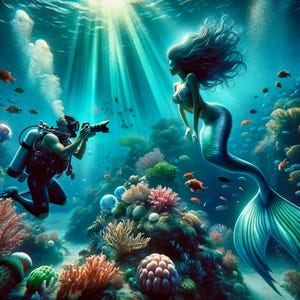 The Mermaid and the Scuba Diver - 1.5: Canvas