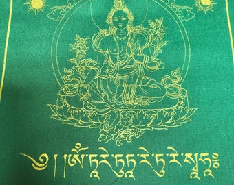 Green Tara Prayer Flags 8x8 inch