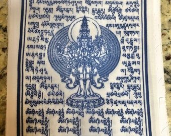 1000-Armed Chenrezig(Avalokiteshvara) Prayer Flags 6x7.5 inch