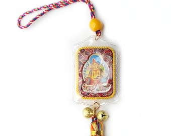 Zambala(Deity of Wealth) Car Hanging Charm | Blessed by Tibetan Buddhist Lama | For Protection & Good Fortune | 黄财神佛像挂件藏传密宗唐卡佛像车挂