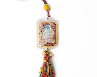 Medicine Buddha Car Hanging Charm | Great For Gifts | Blessed by Tibetan Buddhist Lama | For Healing & Good Fortune | 佛像挂件藏传密宗唐卡佛像车挂