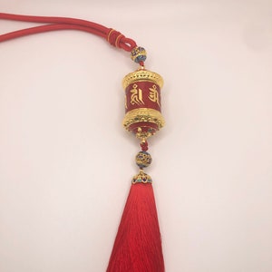 Tibetan Prayer Wheel for Auto Mirror | Blessed by Tibetan Buddhist Lama | High Quality Metal Prayer Wheel Hanging | Different Colors