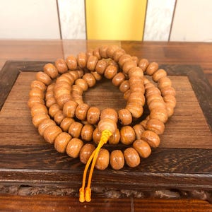 Large 108 Bead Bodhi Seed Mala | Natural and Handmade in Nepal | Blessed By Tibetan Buddhist Lama | Proceeds Benefit Meditation Center