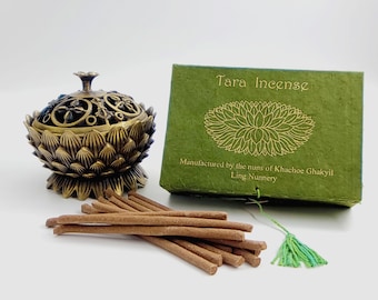 Tara Incense Handmade By Buddhist Nuns Gift Box | Tibetan Incense from Khachoe Ghakyil Ling Nunnery | 4 Inch Long Sticks