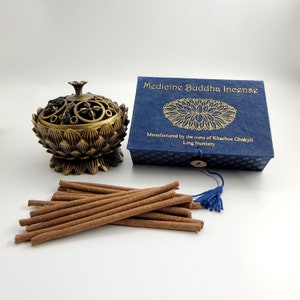 Medicine Buddha Incense Handmade By Buddhist Nuns Gift Box | Tibetan Incense from Khachoe Ghakyil Ling Nunnery | 4 Inch Long Sticks