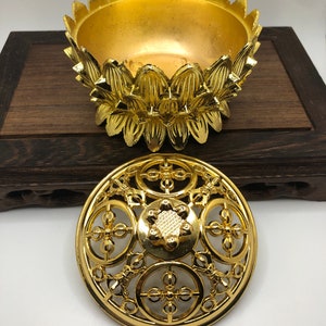 Brass Lotus Incense Holder | Choose Vajra Design or Eight Auspicious Symbols | 3.5 Inches Wide | Fine Quality