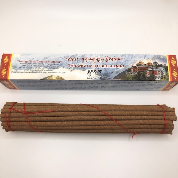 Thrangu Monastery Mentsee Khang Special Tibetan Incense | Handmade By Buddhist Monks | Made In Nepal | 30 Incense Sticks | 8 Inches Long