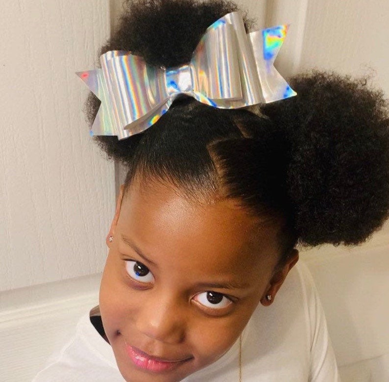 New oversized holographic two layered hair bow