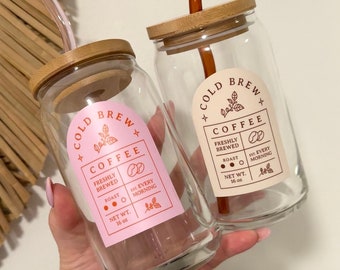 Aesthetic Beer Can Glass | 16oz Iced Coffee Glass | Trendy Coffee Glass | Chic Iced Coffee Glass | Boho Iced Coffee Glass