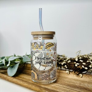 Positive Self-Love Beer Can Glass | Valentine’s Day Coffee Glass | Aesthetic Iced Coffee Cup | Mother's Day Gift | Coffee Lovers Gift