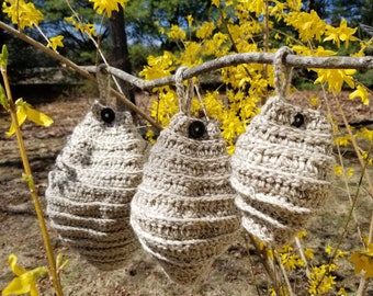 Faux nid de guêpe au crochet, décoration d'intérieur anti-guêpe naturelle