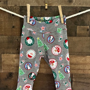 Yoga style baby leggings with cuff. Holiday Greetings