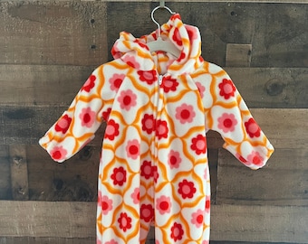 Flower Power Fleece Baby Bunting/Toddler/ Little Kid Jumpsuit/Fleece Coverall/