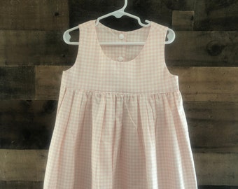 Pink and White Gingham Girls Dress Size 3. Girl's dress, Toddler dress, Summer dress, Sleeveless girls dress SIZE 3T