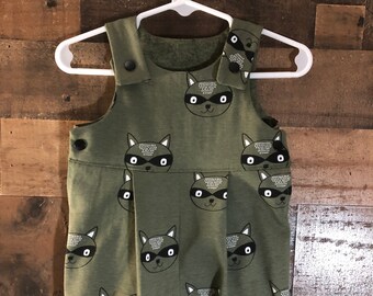 Raccoon Jersey Knit Bubble Romper