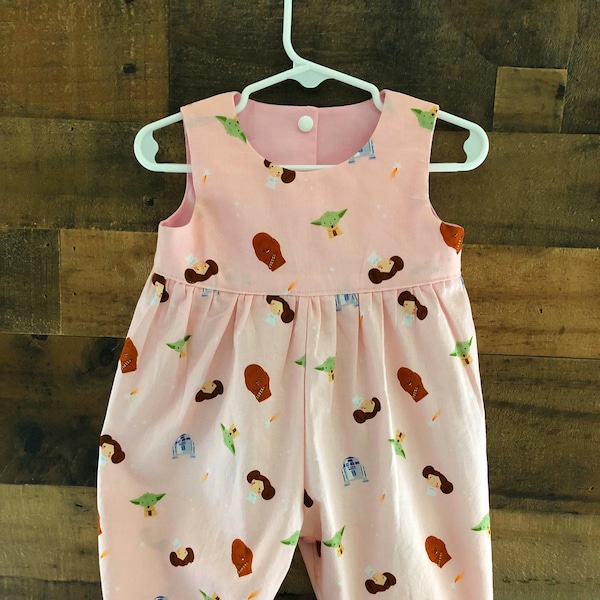 Baby Girl, Little Girl Romper made with licensed STAR WARS fabric