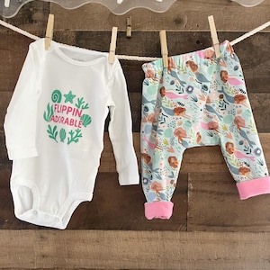 Flipping Adorable Baby Jogger set: Reversible Joggers; Short Sleeve or Long Sleeve Onesie