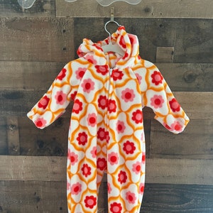 Flower Power Fleece Baby Bunting/Kombinezon dla malucha/małego dziecka/Kombinezon polarowy/