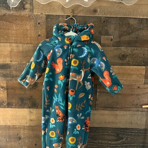 Folk Art Woodland Friends Fleece /Toddler/ Little Kid Jumpsuit/Fleece Coverall.