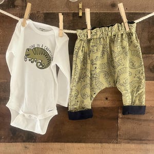 One in a Chameleon Baby Jogger set: Reversible Joggers; Short Sleeve Onesie