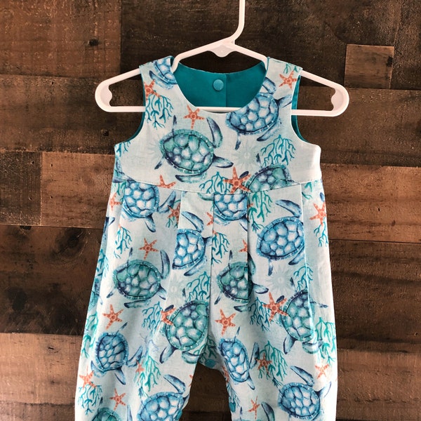 Sea Turtles and Starfish Baby Romper. Toddler Romper,