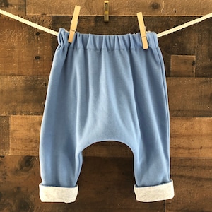 Baby Jogger/Harem Pant / Revisable Jogger Pant/Reversible Harem Pant/Solid blue and grey