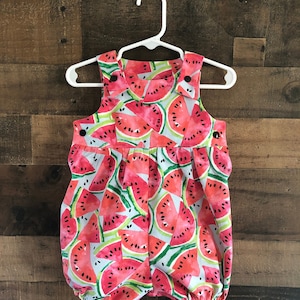 Watermelon Bubble Romper. Summer Romper, Short Romper, Girl&#39;s Romper, Toddler Romper
