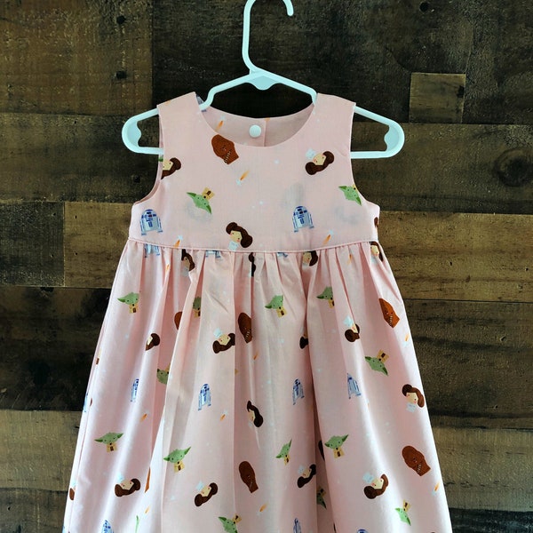 Baby Girl, Little Girl dress made with licensed STAR WARS fabric