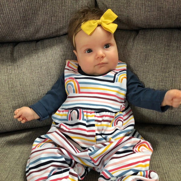 Striped Rainbow Knit Baby Romper.