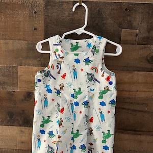 Happy Toys Bubble Romper made with licensed Disney fabric.