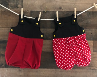 Mickey and Minnie Inspired Bubble Romper with Snaps Summer Romper