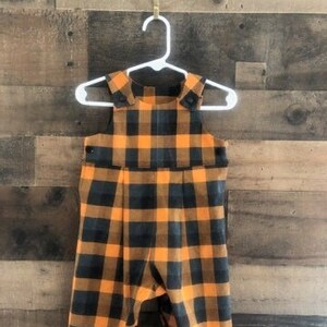 Fall Buffalo Check Boy&#39;s Overall Romper