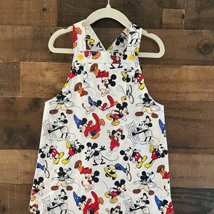 Mickey Overall Short Romper made with licensed Disney Fabric. Toddler Overall Romper. Kid's Overall Romper