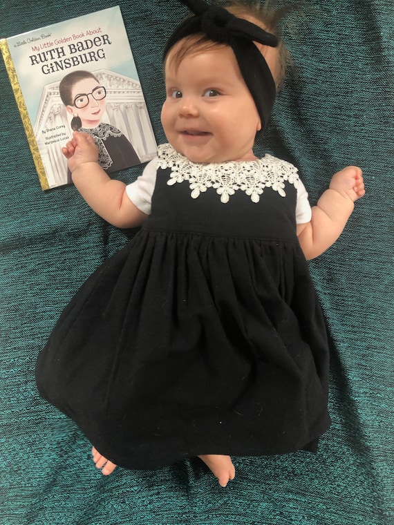 RBG Baby Dress, Replica Ruth Bader Ginsburg, Black With White Lace