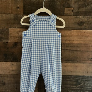 Blue Gingham Romper. Baby girl romper. Baby boy romper. Toddler girl romper. Toddler boy romper